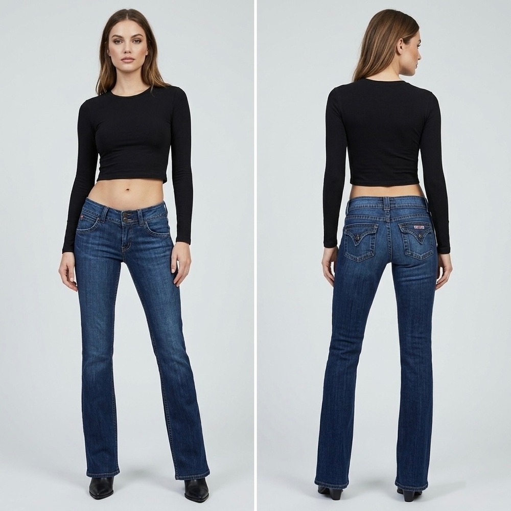 Hudson‎ Bootcut Jeans Beth Baby Womens 27x34 Dark Wash Low Rise Flap Pocket Y2K